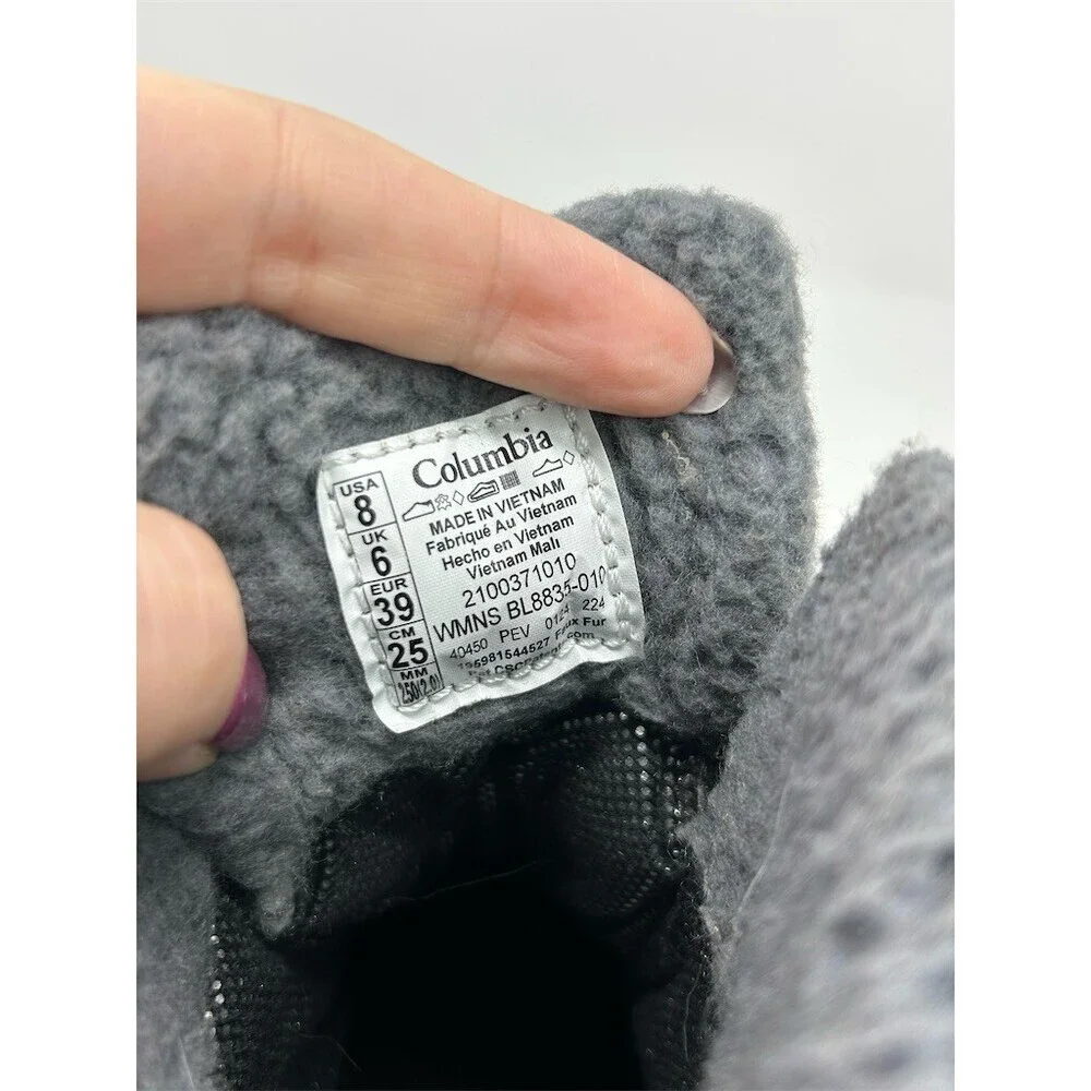 Columbia Moritza Snow Boots Black Gray Waterproof Insulated Lace Up Size 8